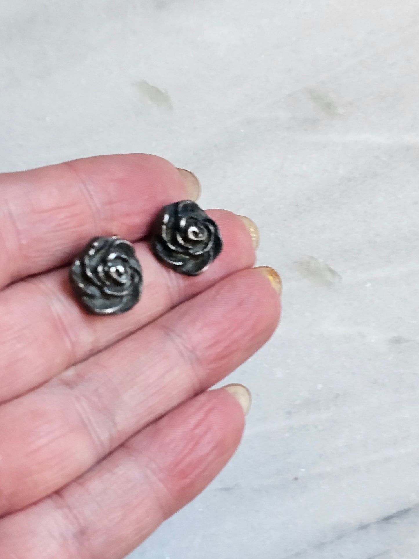 Fine Silver Rose Flower earrings. 999 -Fine Silver