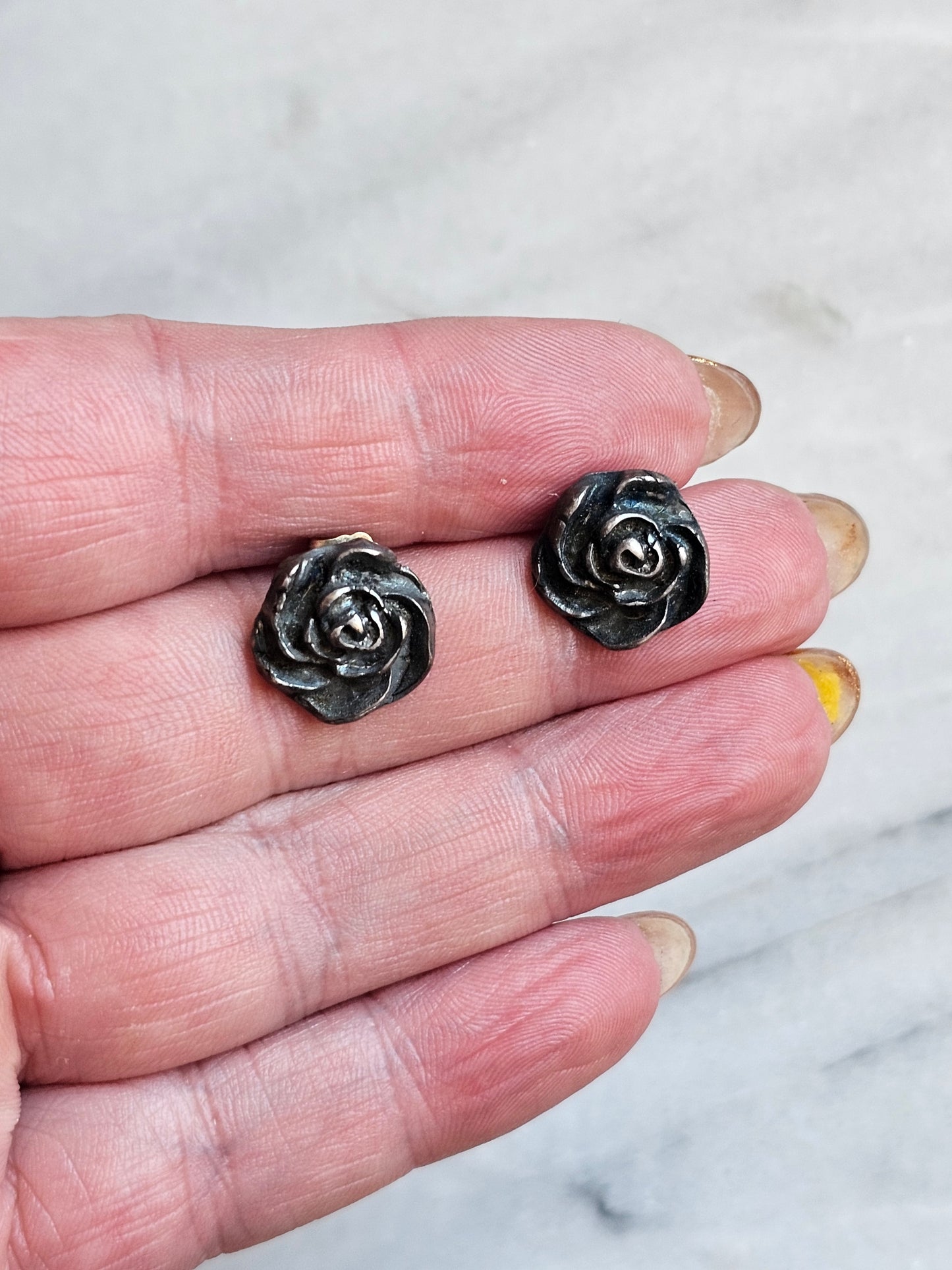 Fine Silver Rose Flower earrings. 999 -Fine Silver