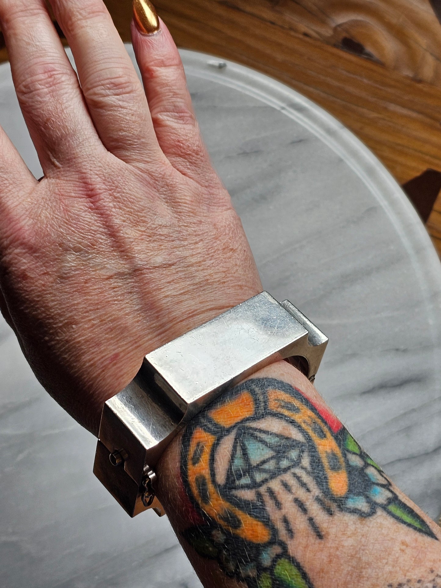 Vintage 1940's Sterling Silver Closing Cuff Bracelet
