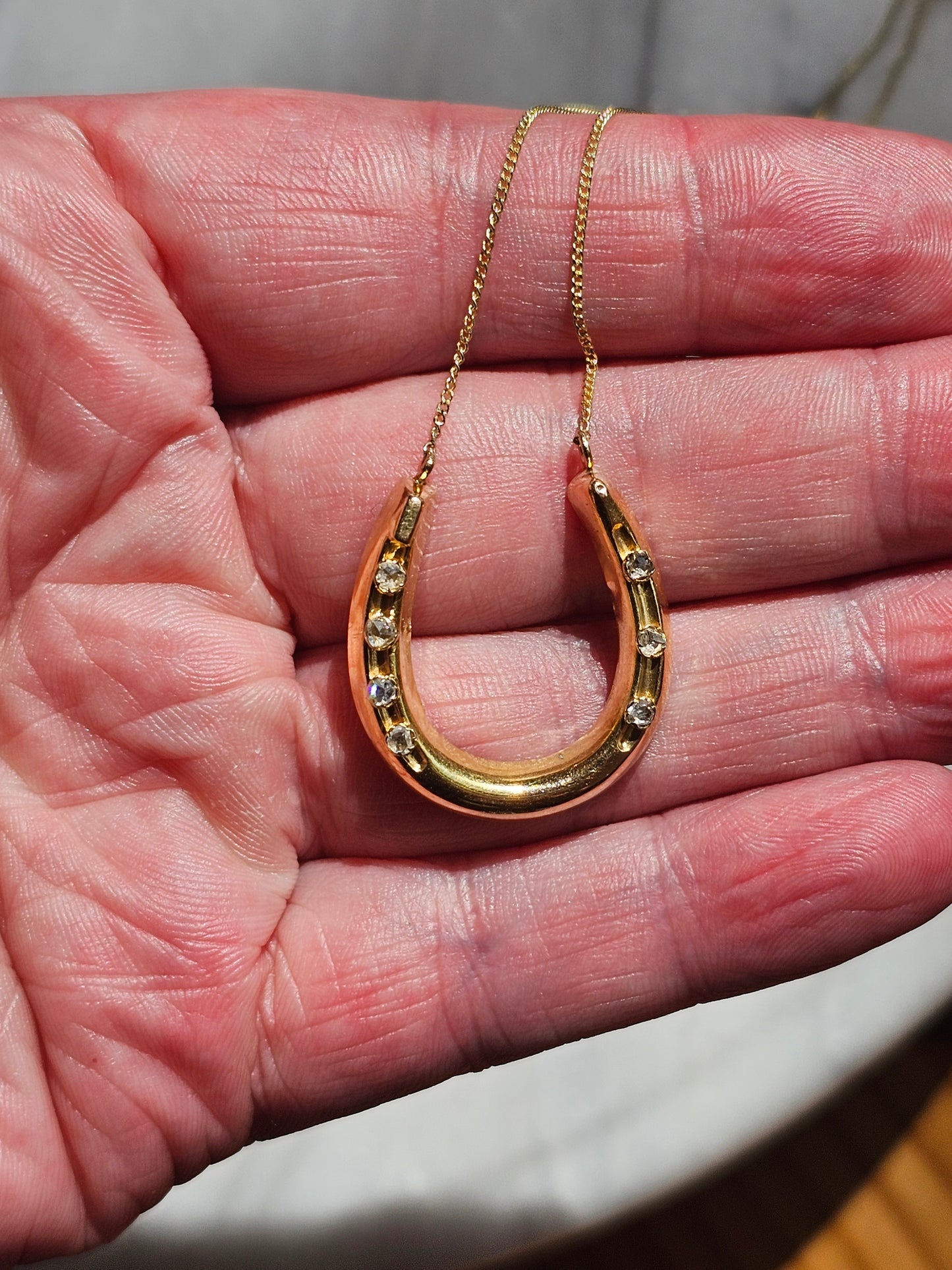 Victorian Horseshoe Necklace in 14k Gold