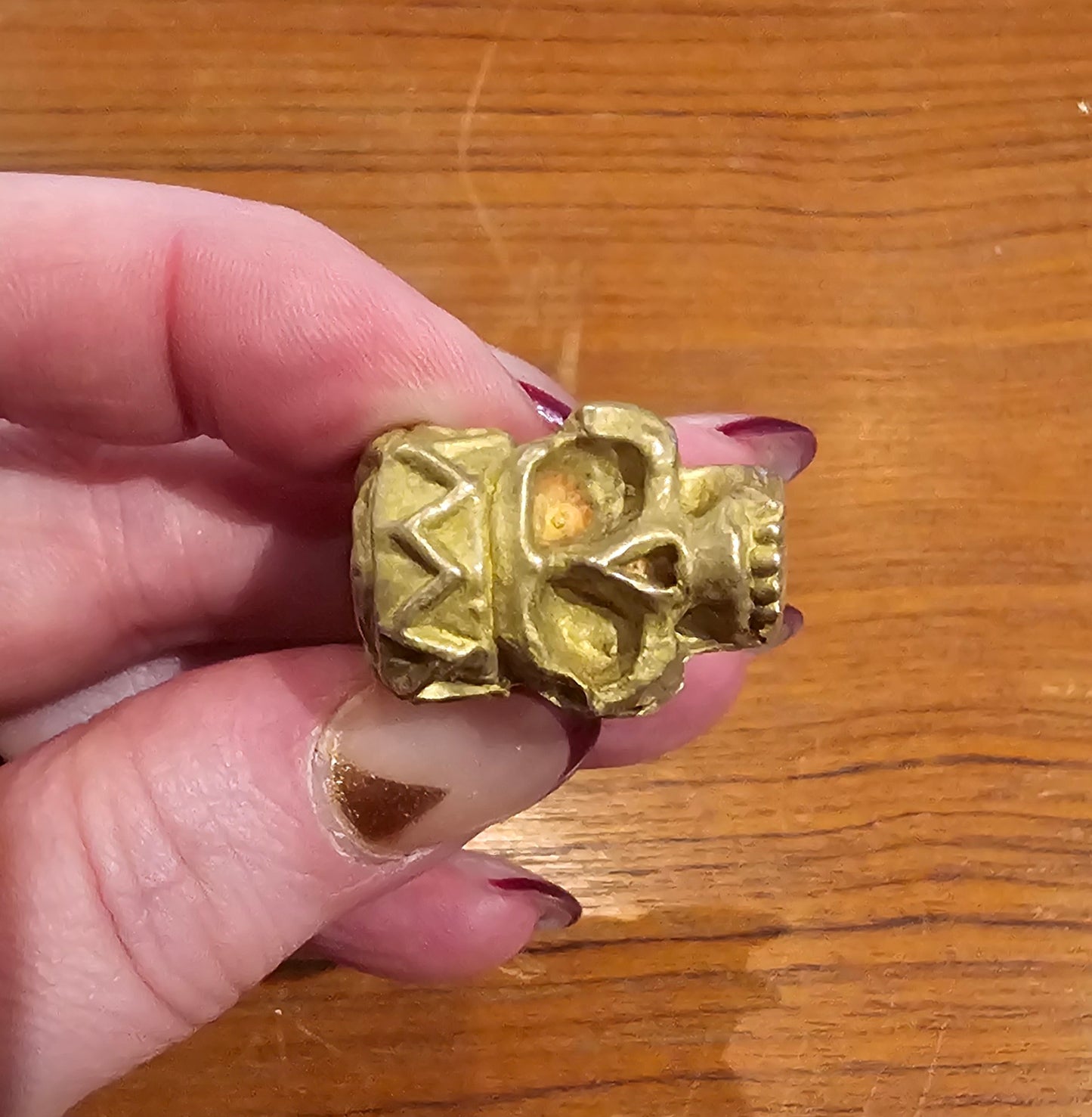 Skull King Biker Ring in Bronze