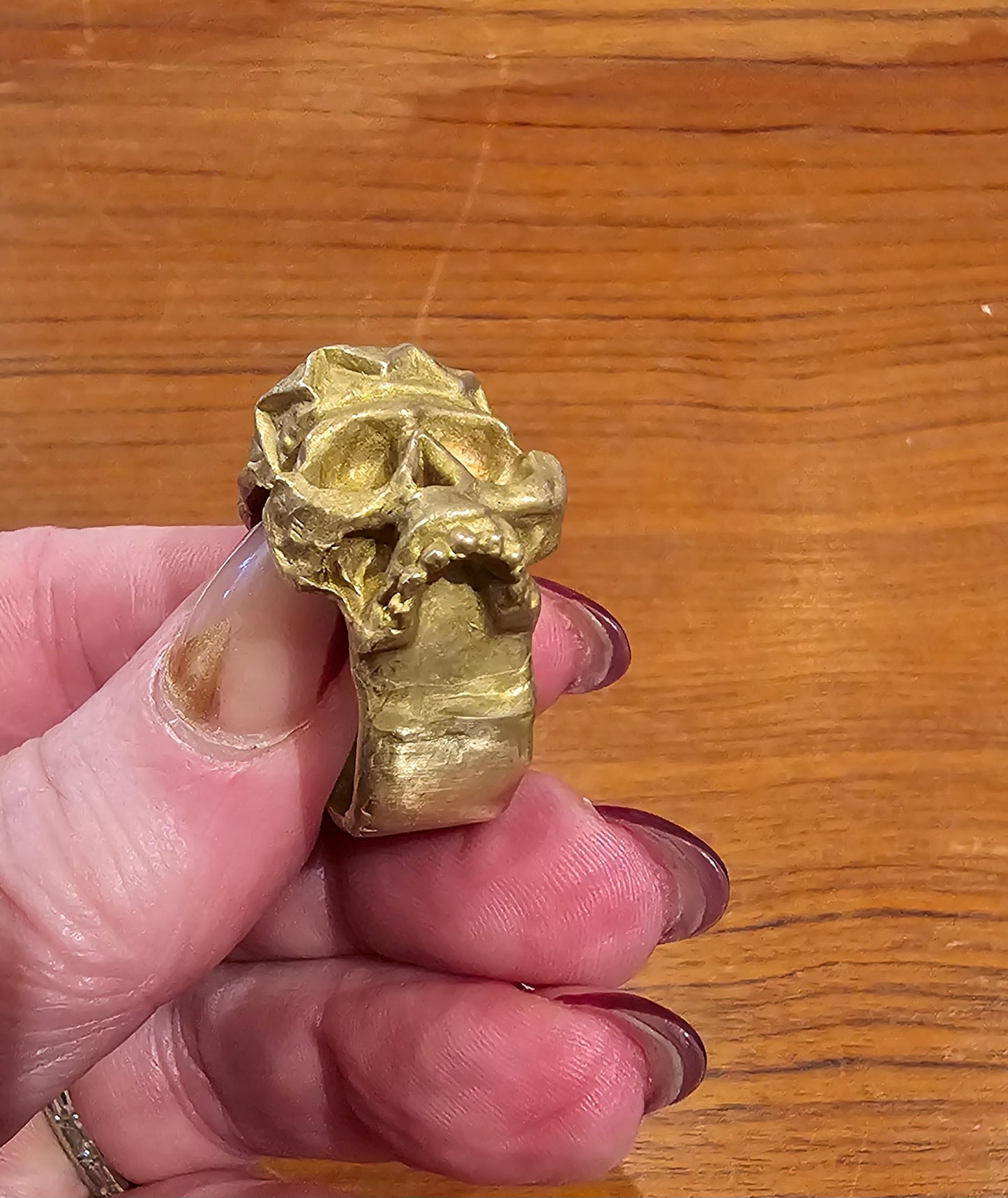 Skull King Biker Ring in Bronze