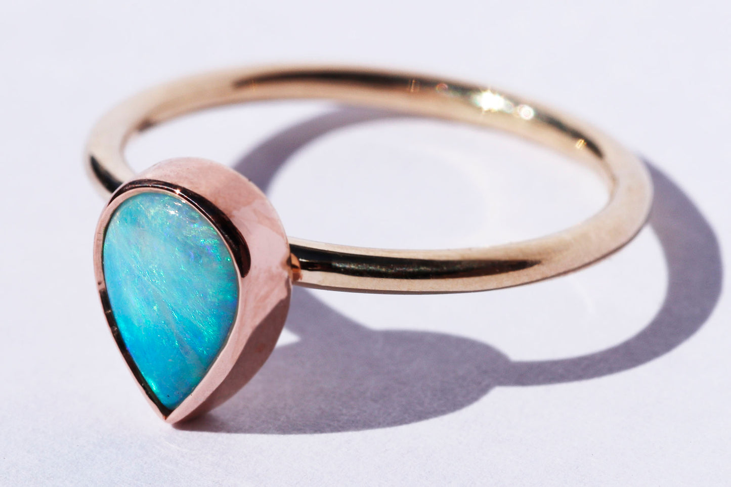 1.2 Carat Boulder Opal Set in 14k Rose and Yellow Gold