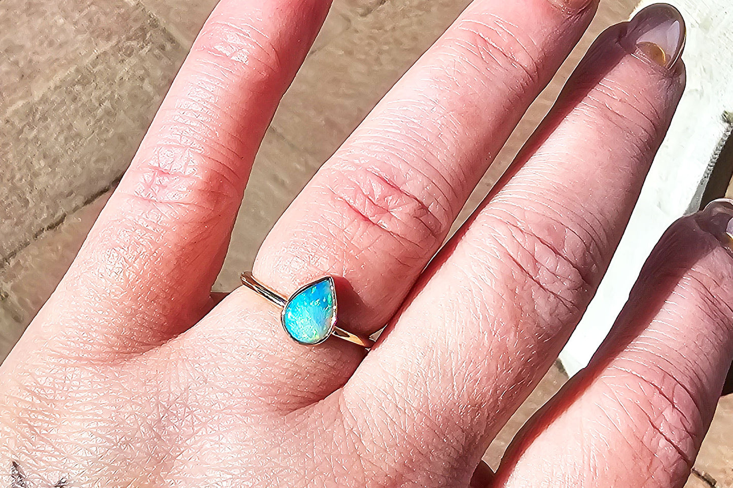 1.2 Carat Boulder Opal Set in 14k Rose and Yellow Gold