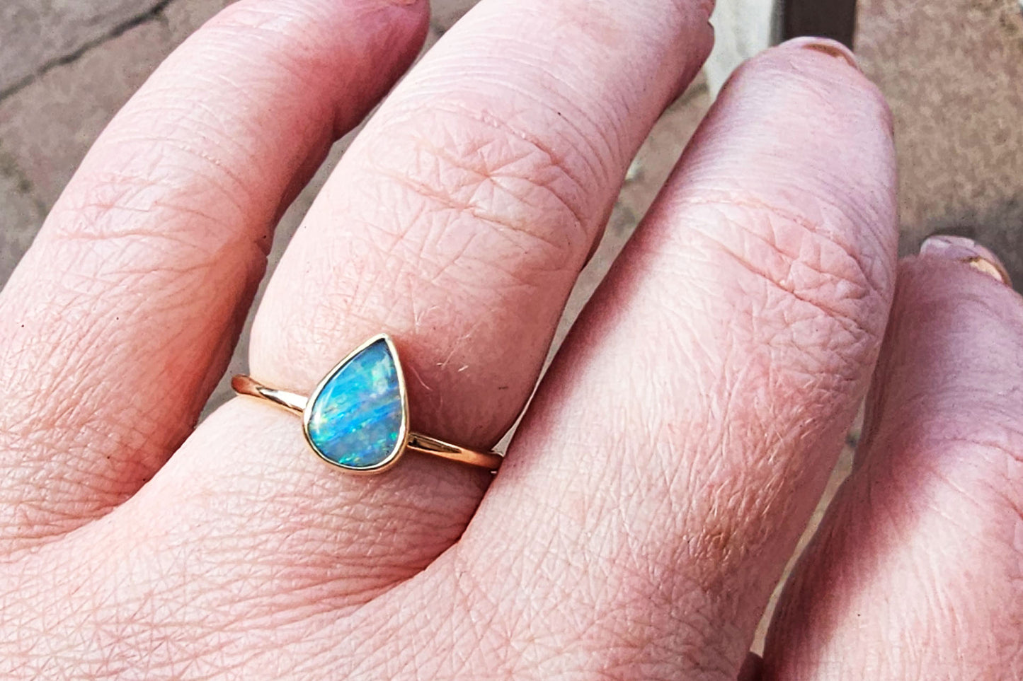 1 Carat Boulder Opal Set in 14k Yellow Gold