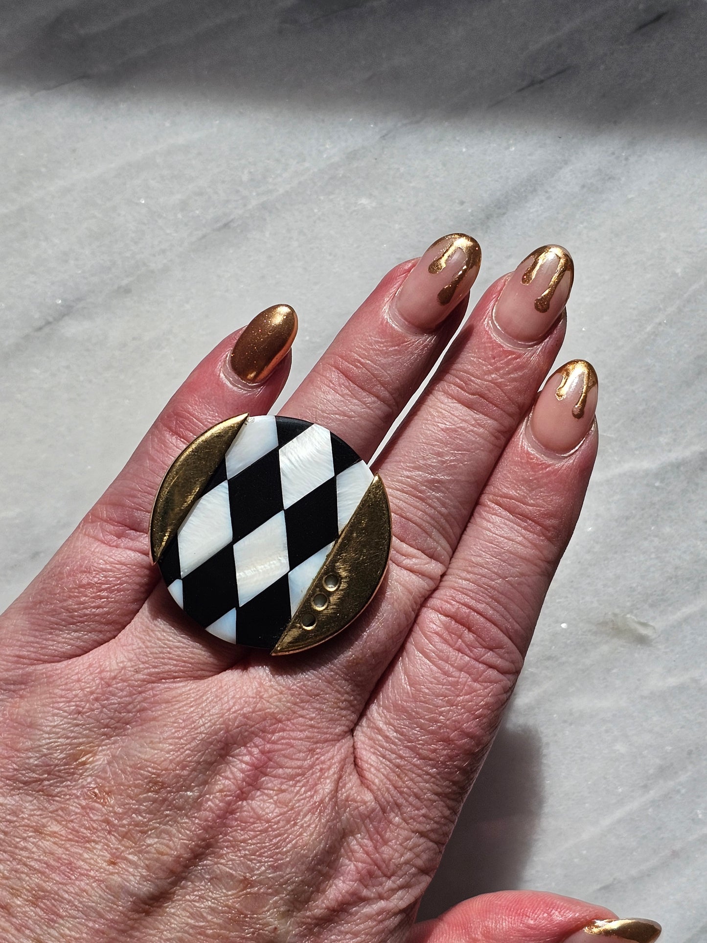 Kelly Wearstler Contemporary Designer brass Deco Ring