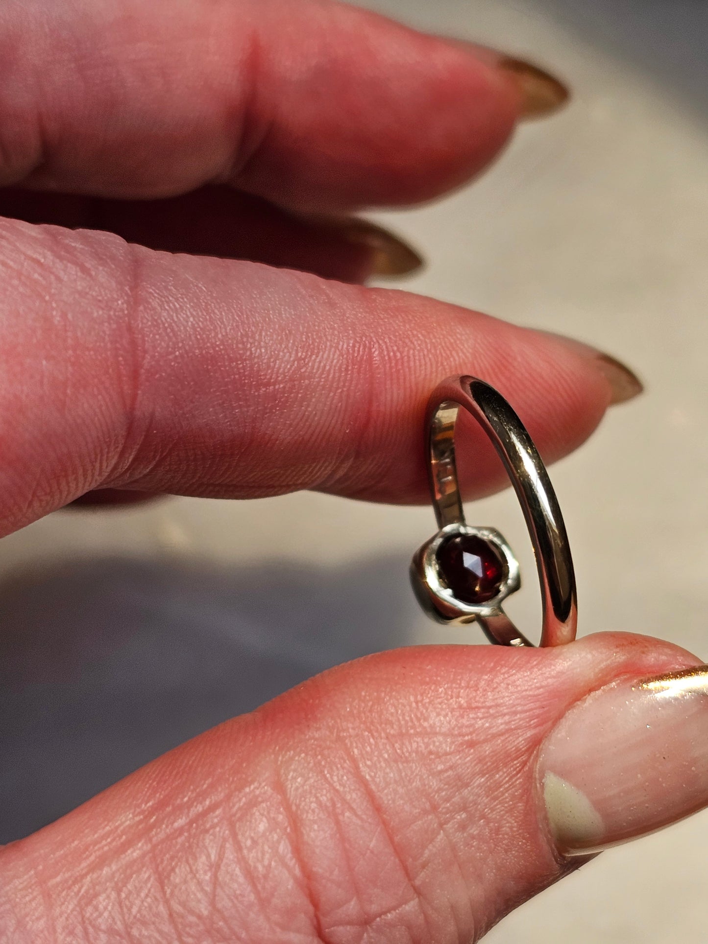 Skull Ring in 14k White Gold with Garnet and diamond eyes. - Solid 14k Gold