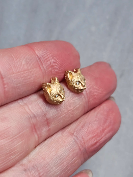 10k Cat Stud Earrings