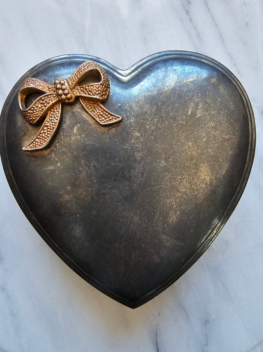 Sterling Silver Heart Shaped Jewelry Box 1950's