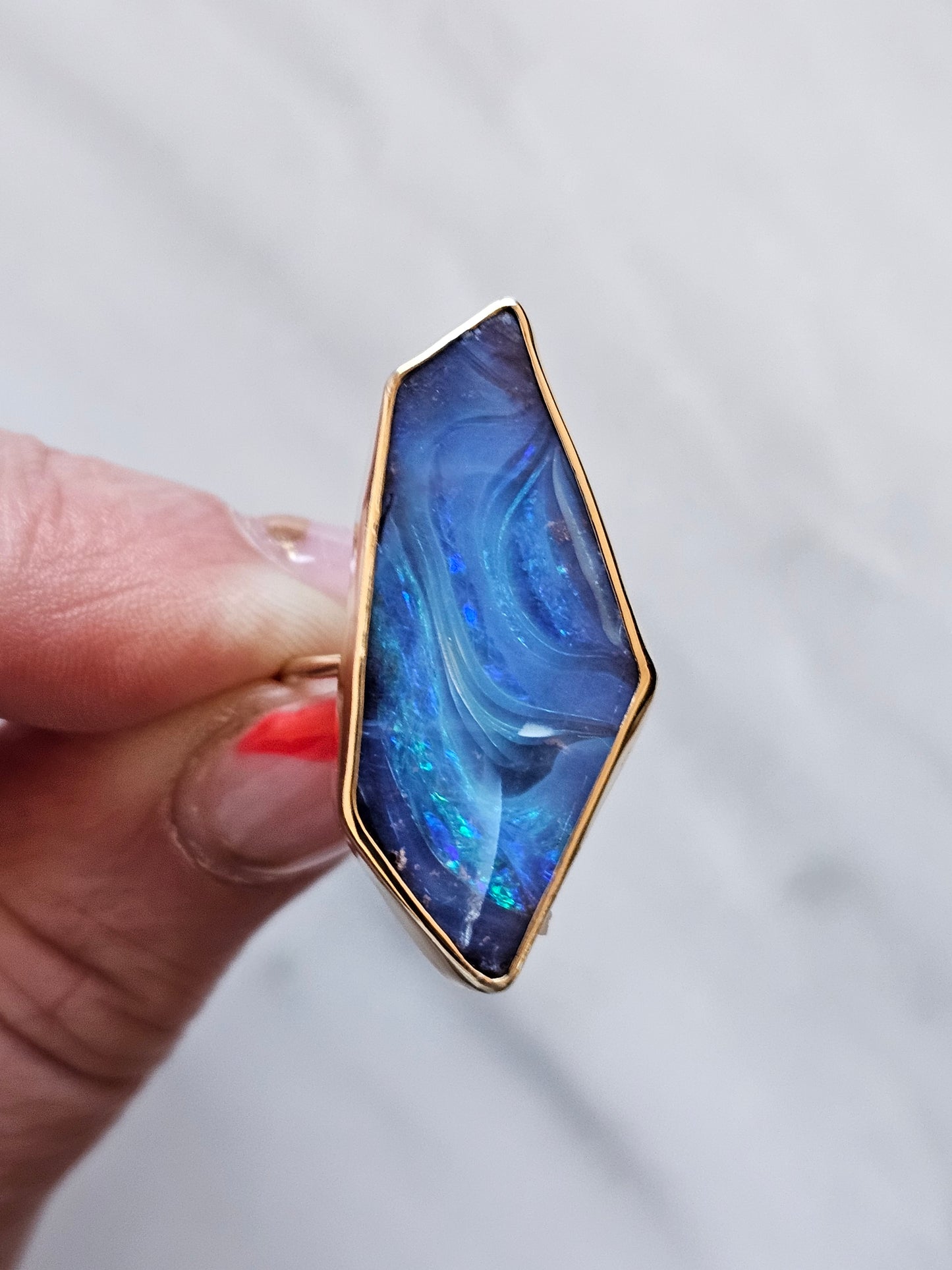 18.5 Carat Boulder Opal Ring in Yellow Gold